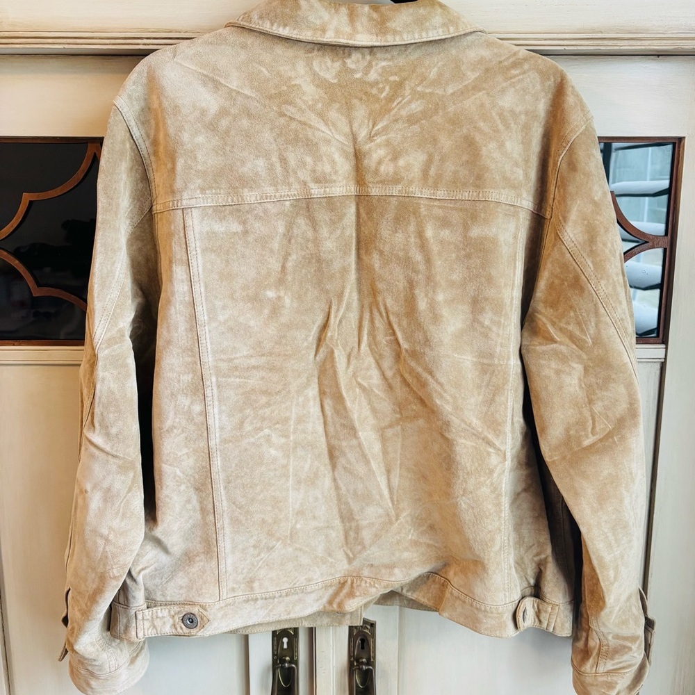 EUC VTG. Eddie Bauer Seattle Suede washable leather jacket in tan | Sz XL - Picture 6 of 12